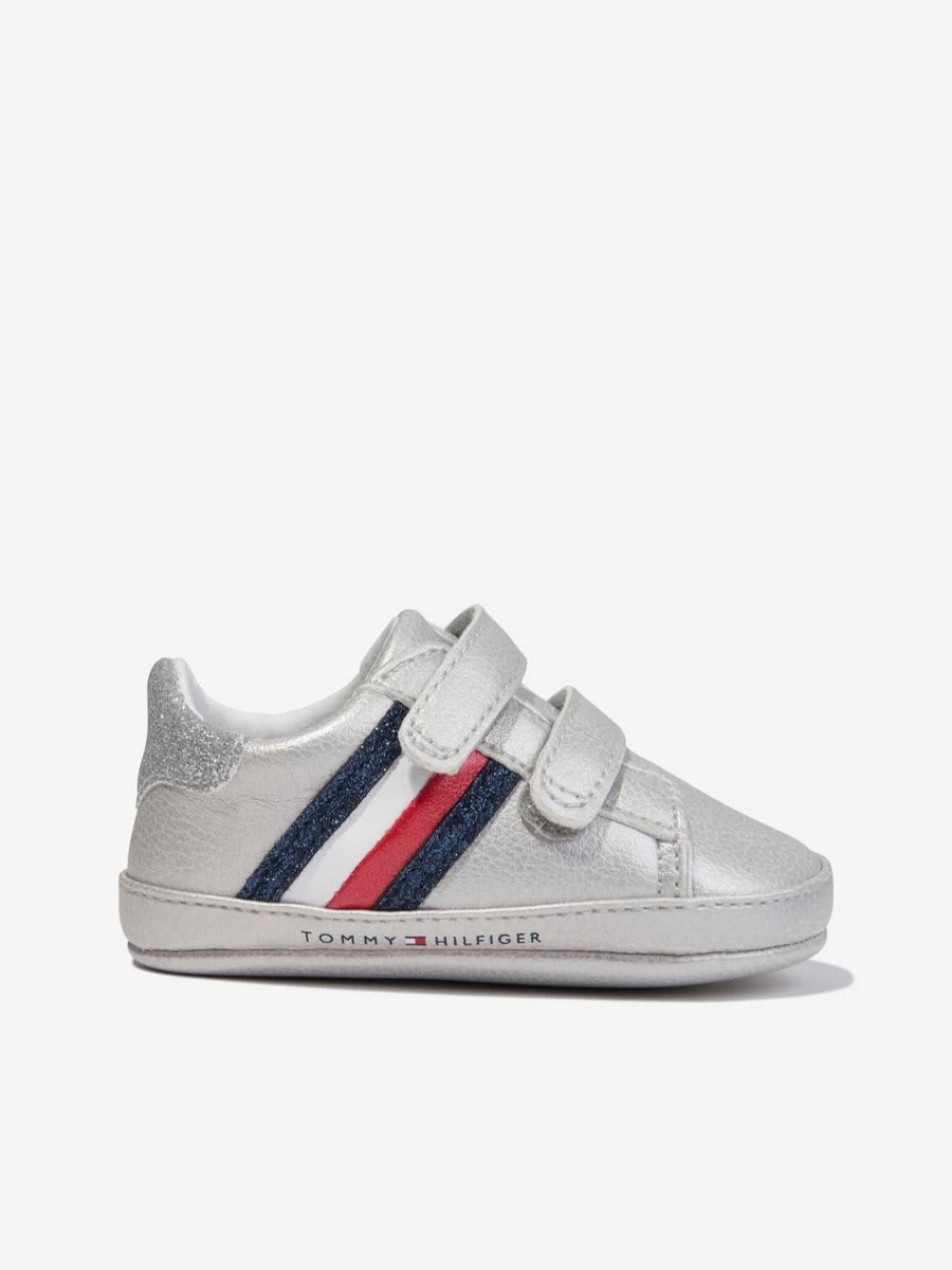 Tommy Hilfiger Girls Striped Velcro Sneakers for Toddlers and Infants