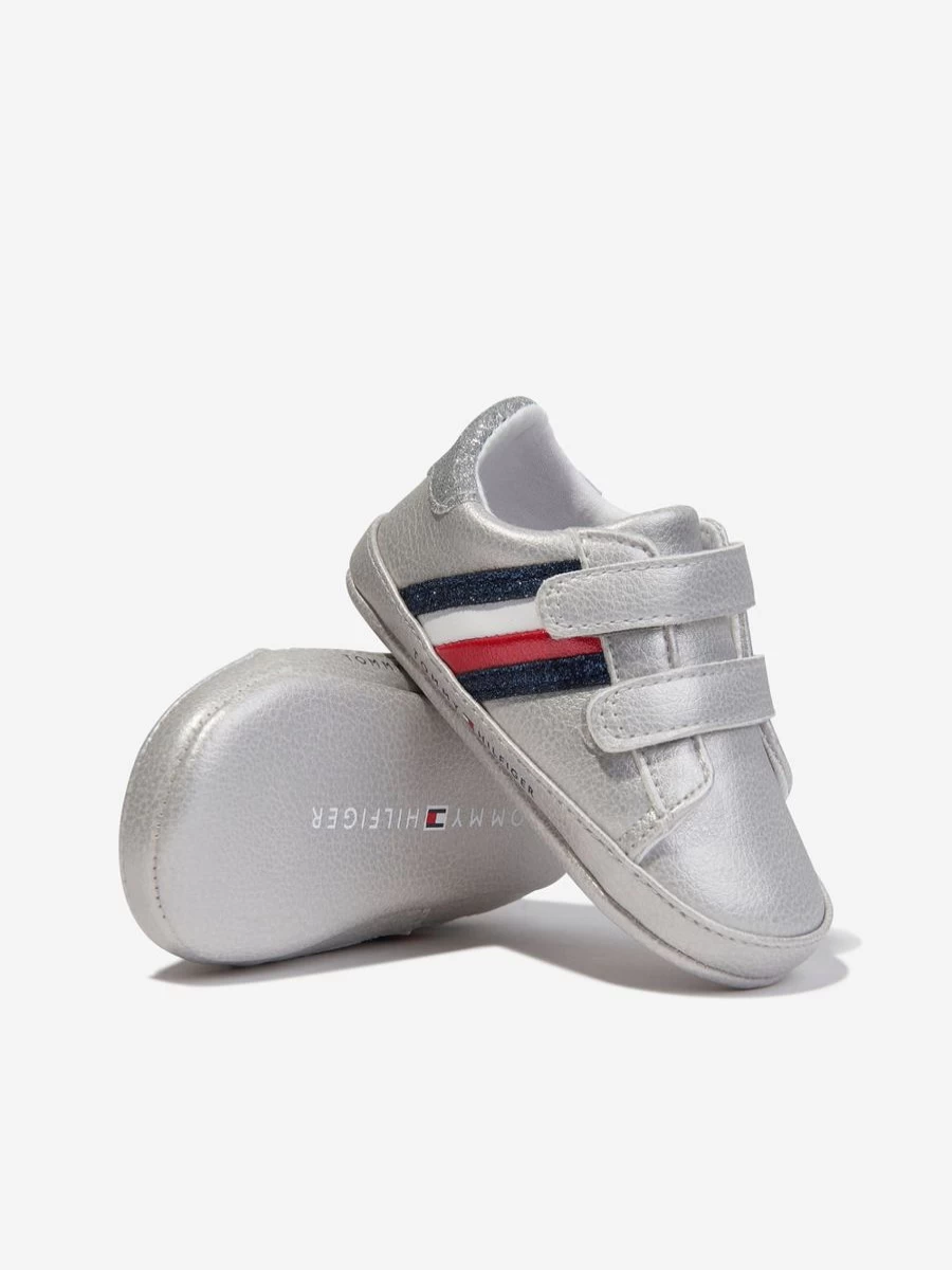 Tommy Hilfiger Girls Striped Velcro Sneakers for Toddlers and Infants