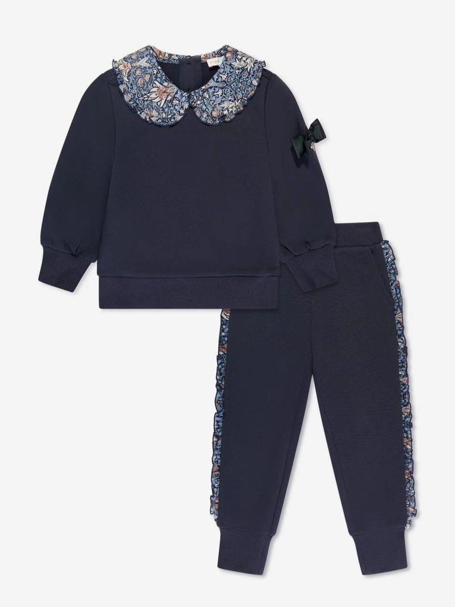 Angels Face Girls Navy Tabby Printed Frill Tracksuit for Girls