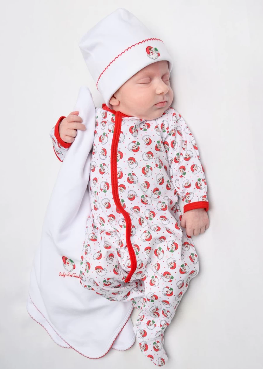 "Magnolia Baby Boys' Red Santa Embroidered Babygrow with Winking Design"