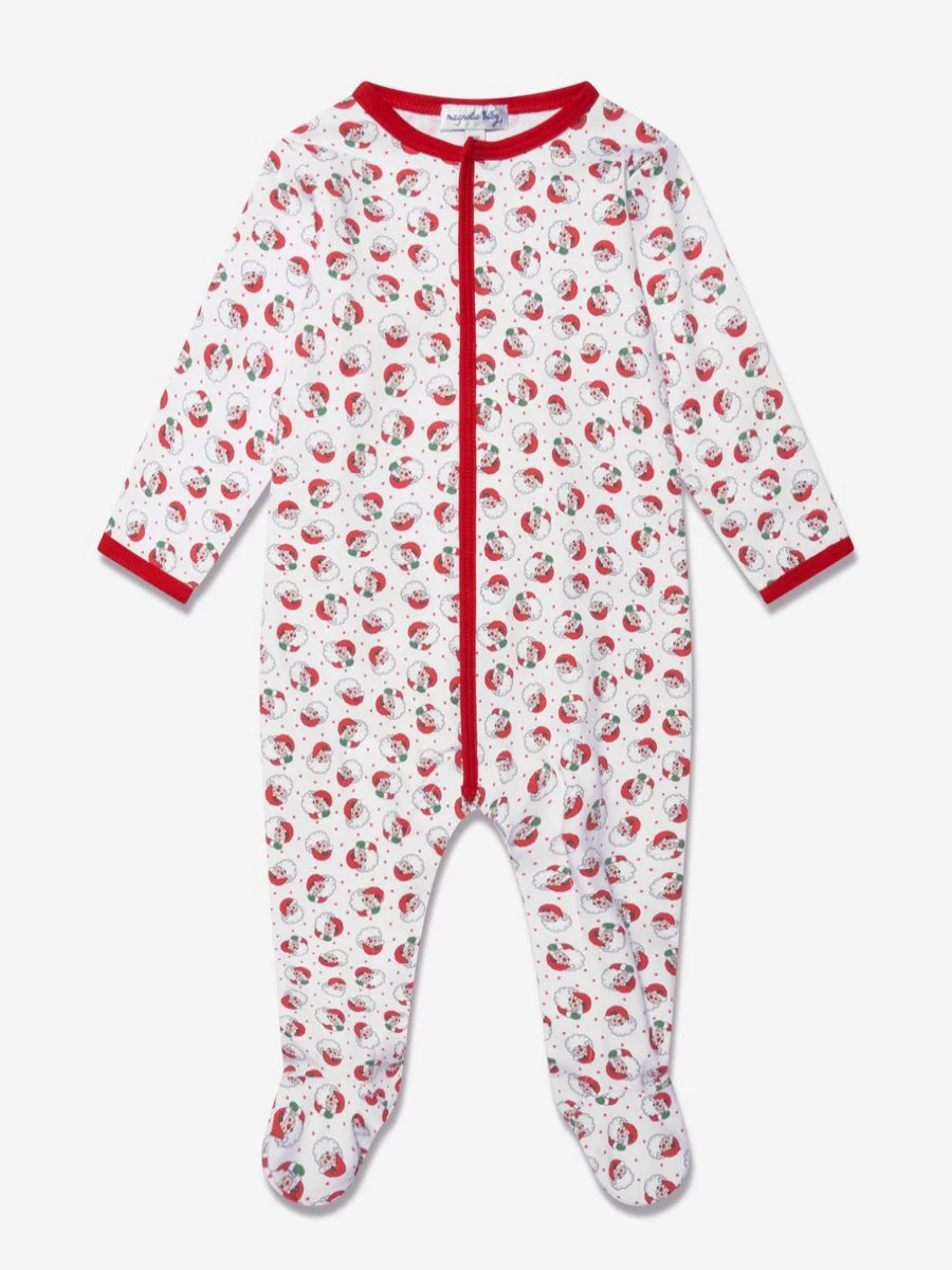 "Magnolia Baby Boys' Red Santa Embroidered Babygrow with Winking Design"