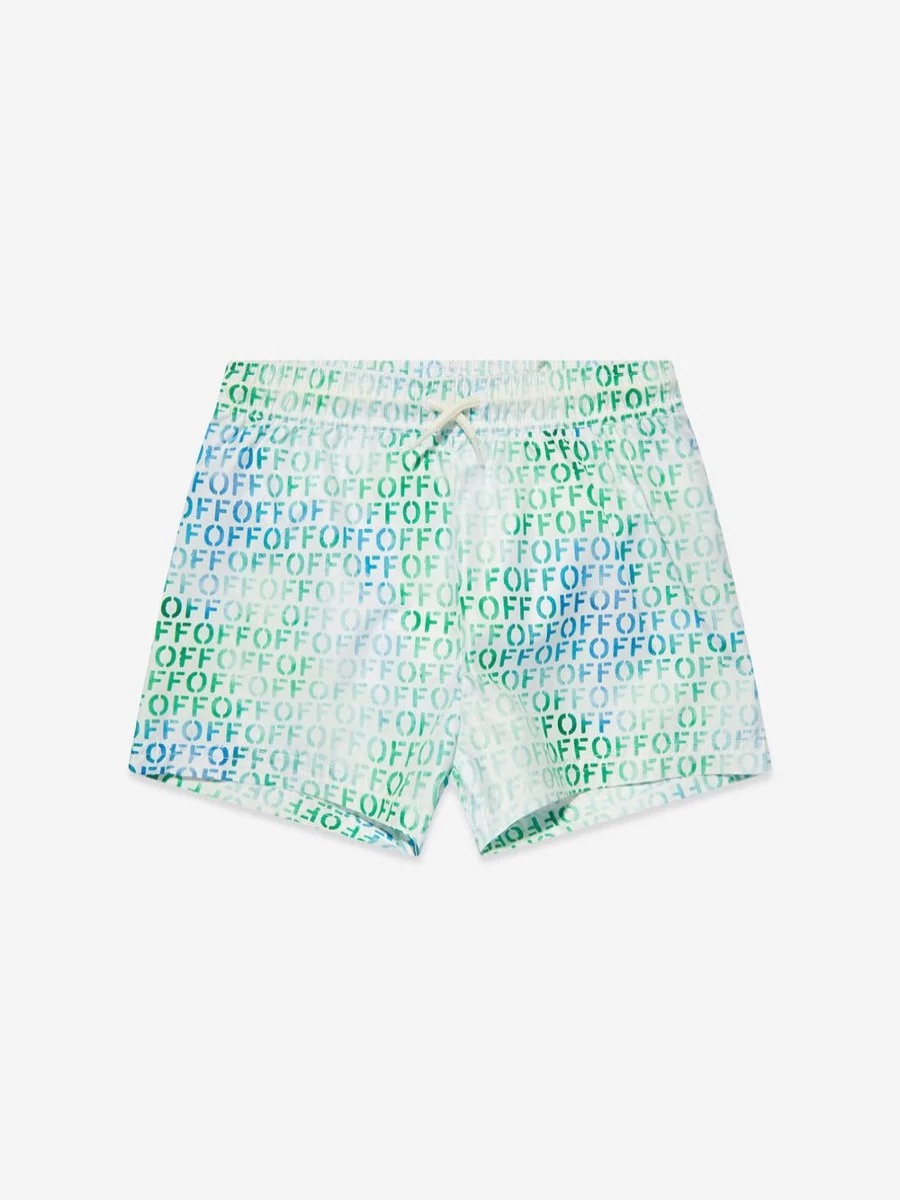 Off-White Boys' Multicolor Stamp Print Swim Shorts