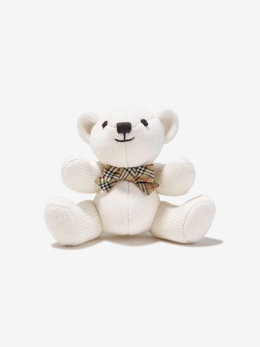 Burberry Kids Ivory Baby Bear Rattle - Soft Plush Teether Toy for Infants
