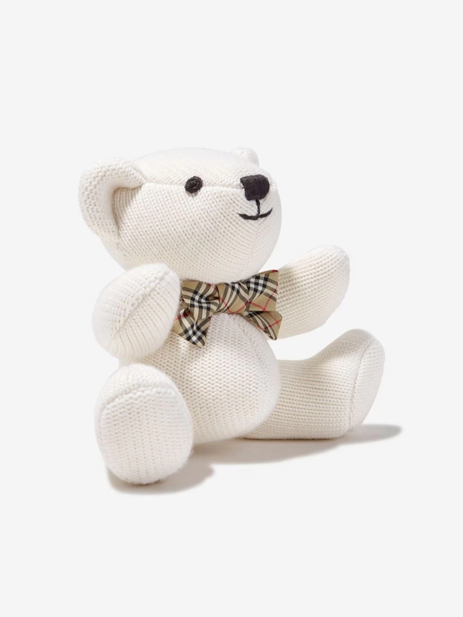 Burberry Kids Ivory Baby Bear Rattle - Soft Plush Teether Toy for Infants