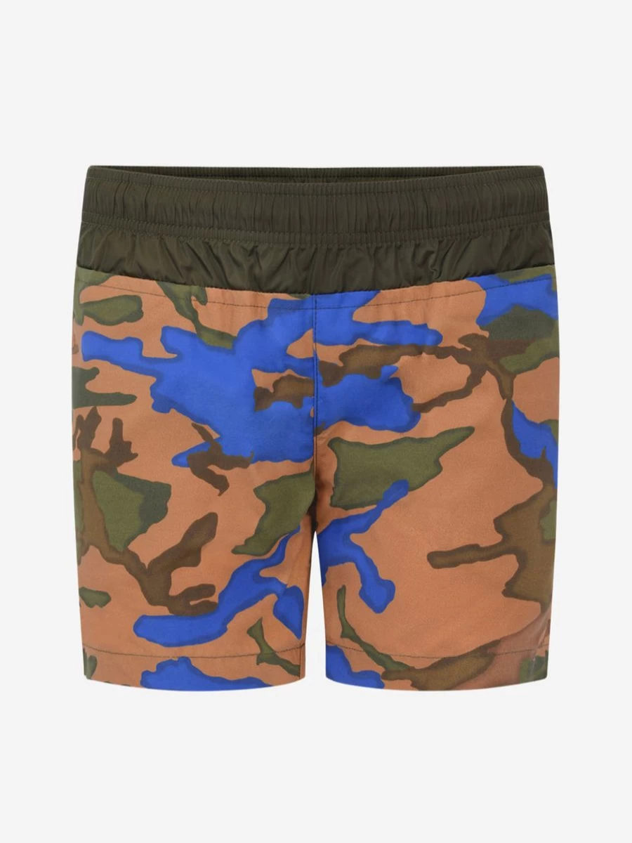 Moncler Enfant Boys Camo Swim Shorts - Quick-Dry Camouflage Print Beach Trunks for Kids