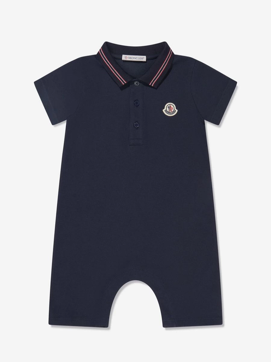 Moncler Enfant Baby Boys Navy Polo Romper - Classic Cotton Outfit for Toddlers