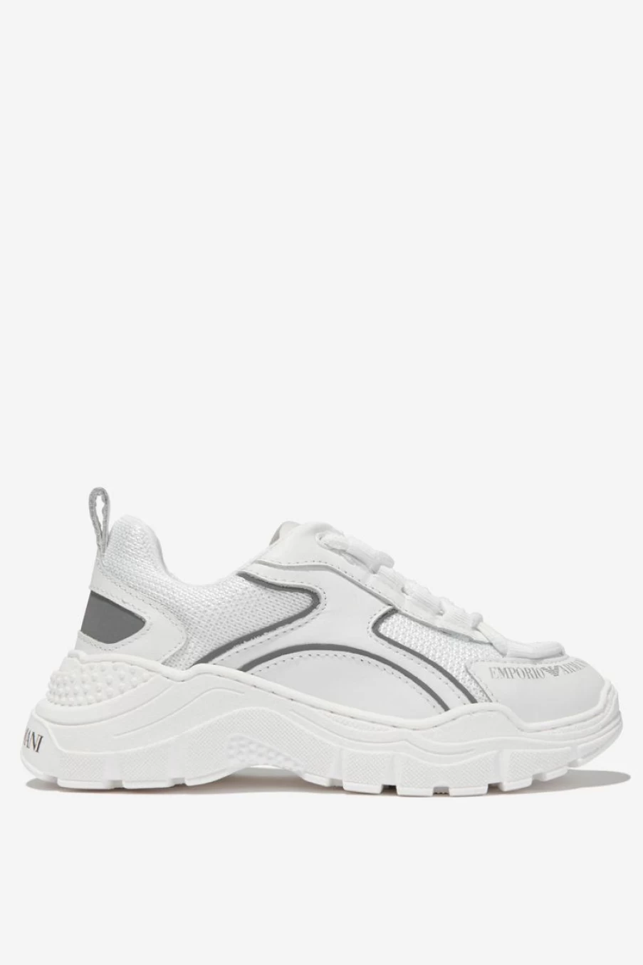 Emporio Armani Teen Boys Reflective Leather and Mesh Trainers | Lightweight Sneakers for Active Teens