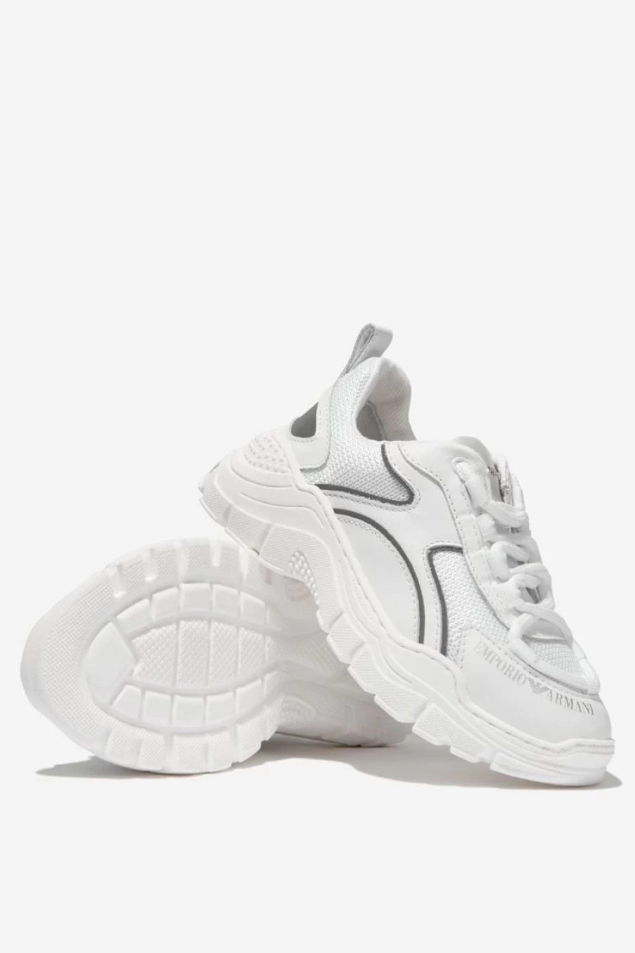 Emporio Armani Teen Boys Reflective Leather and Mesh Trainers | Lightweight Sneakers for Active Teens