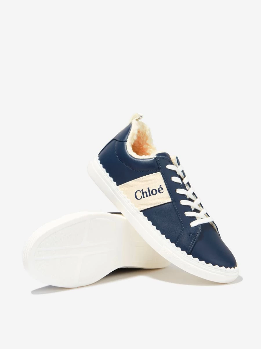 Chloé Teen Leather Logo Trainers | Stylish Girls' Sneakers by Childsplay Clothing