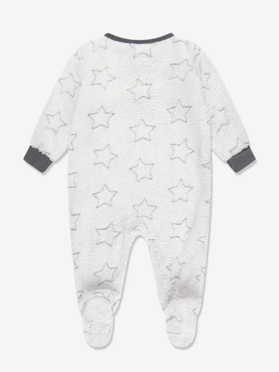DKNY Baby Boys Grey Fleece Onesie - Soft & Cozy Winter Sleepwear