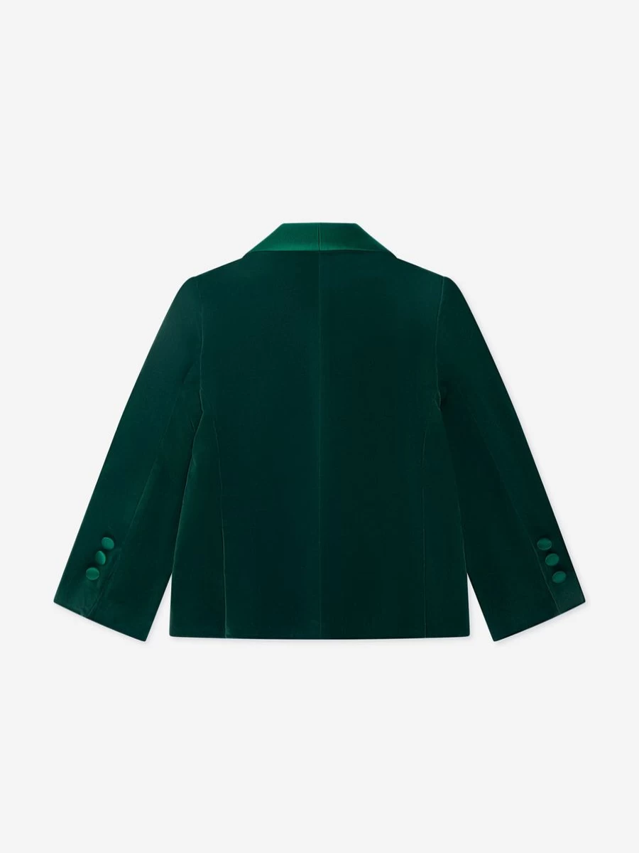 Patachou Boys Green Velvet Blazer for Kids - Elegant Formal Wear