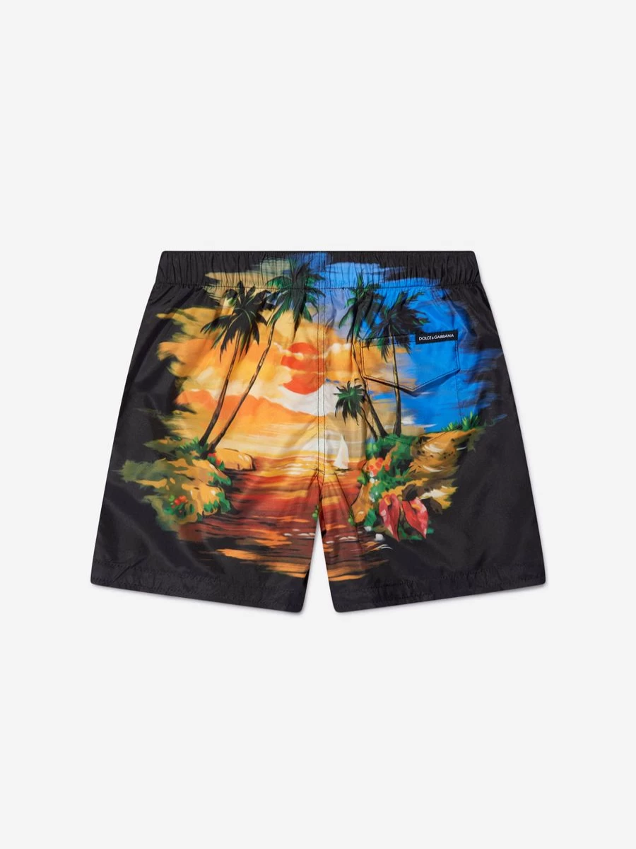 Dolce & Gabbana Kids Teen Boys' Hawaiian Print Swim Shorts - Multicolor Beach Trunks for Teens