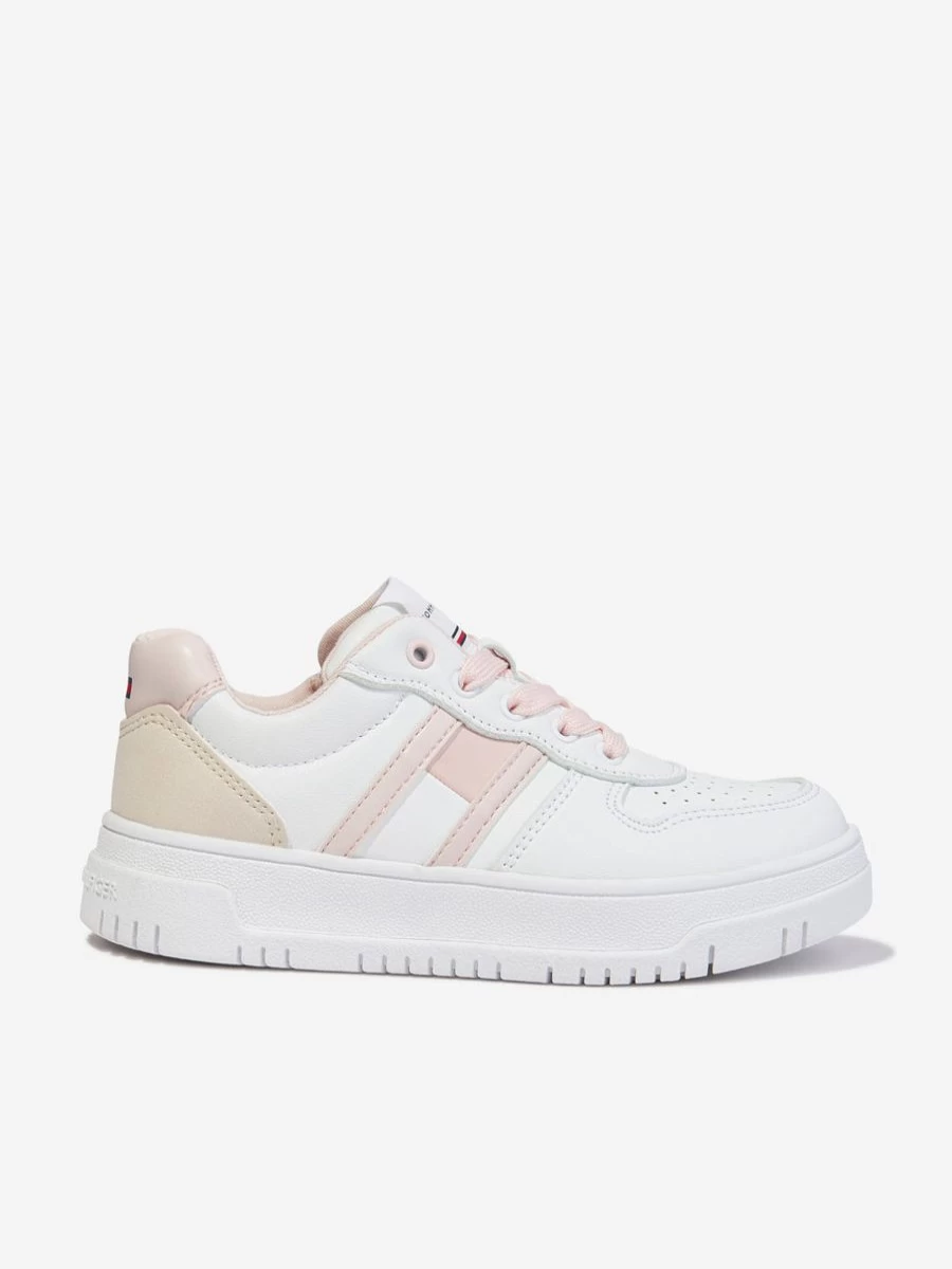 Tommy Hilfiger Girls White Low Top Lace-Up Sneakers for Casual Wear
