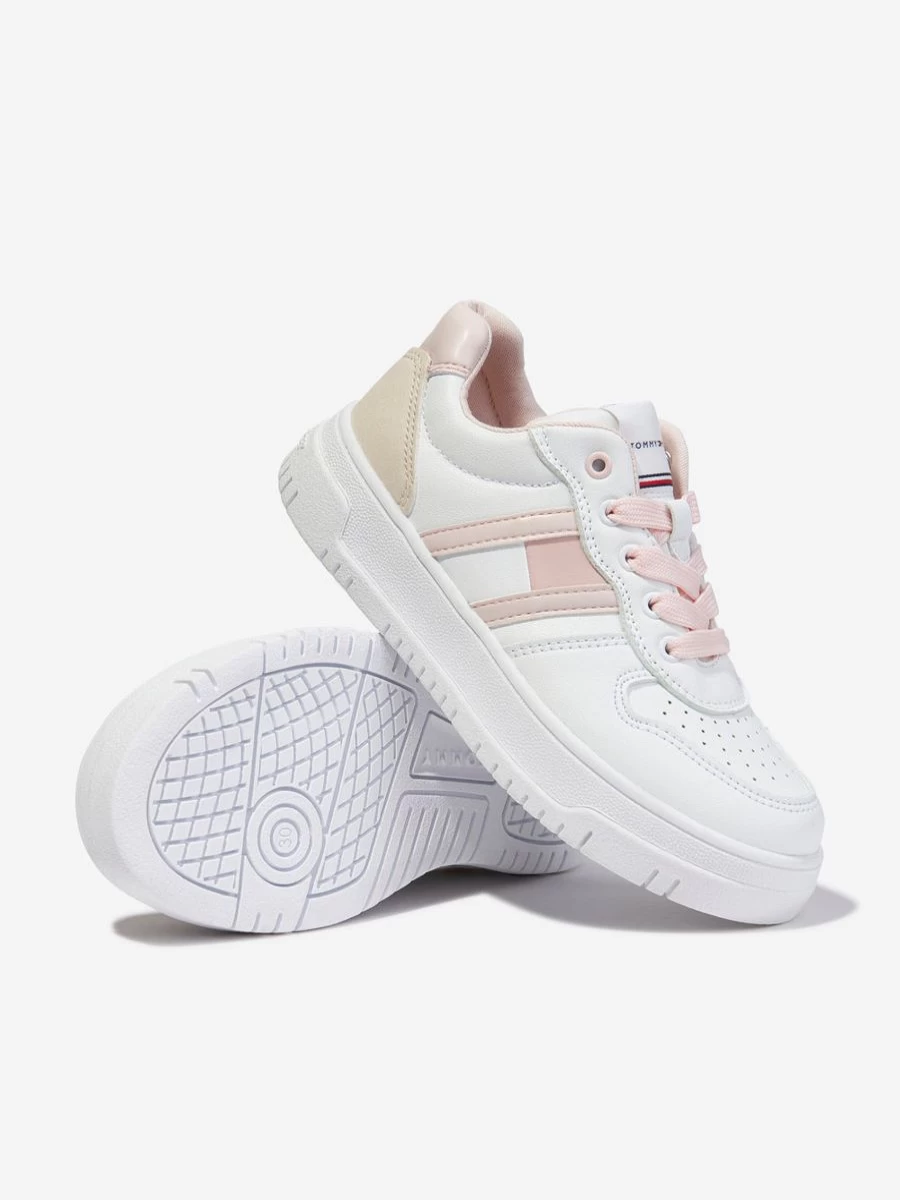 Tommy Hilfiger Girls White Low Top Lace-Up Sneakers for Casual Wear