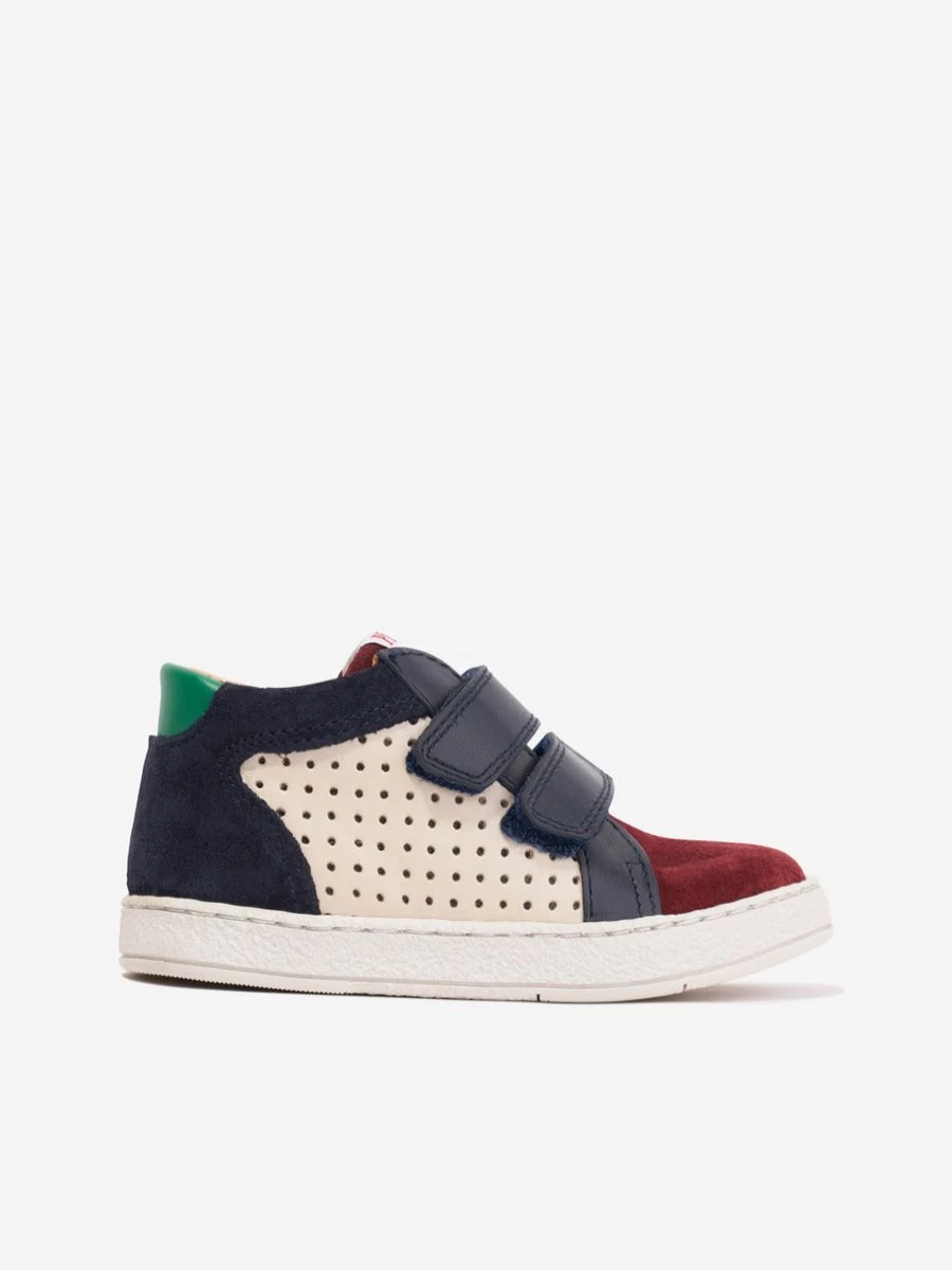 Pom D'Api Boys Navy Leather Mousse Easy Trainers – Comfortable Kids Sneakers
