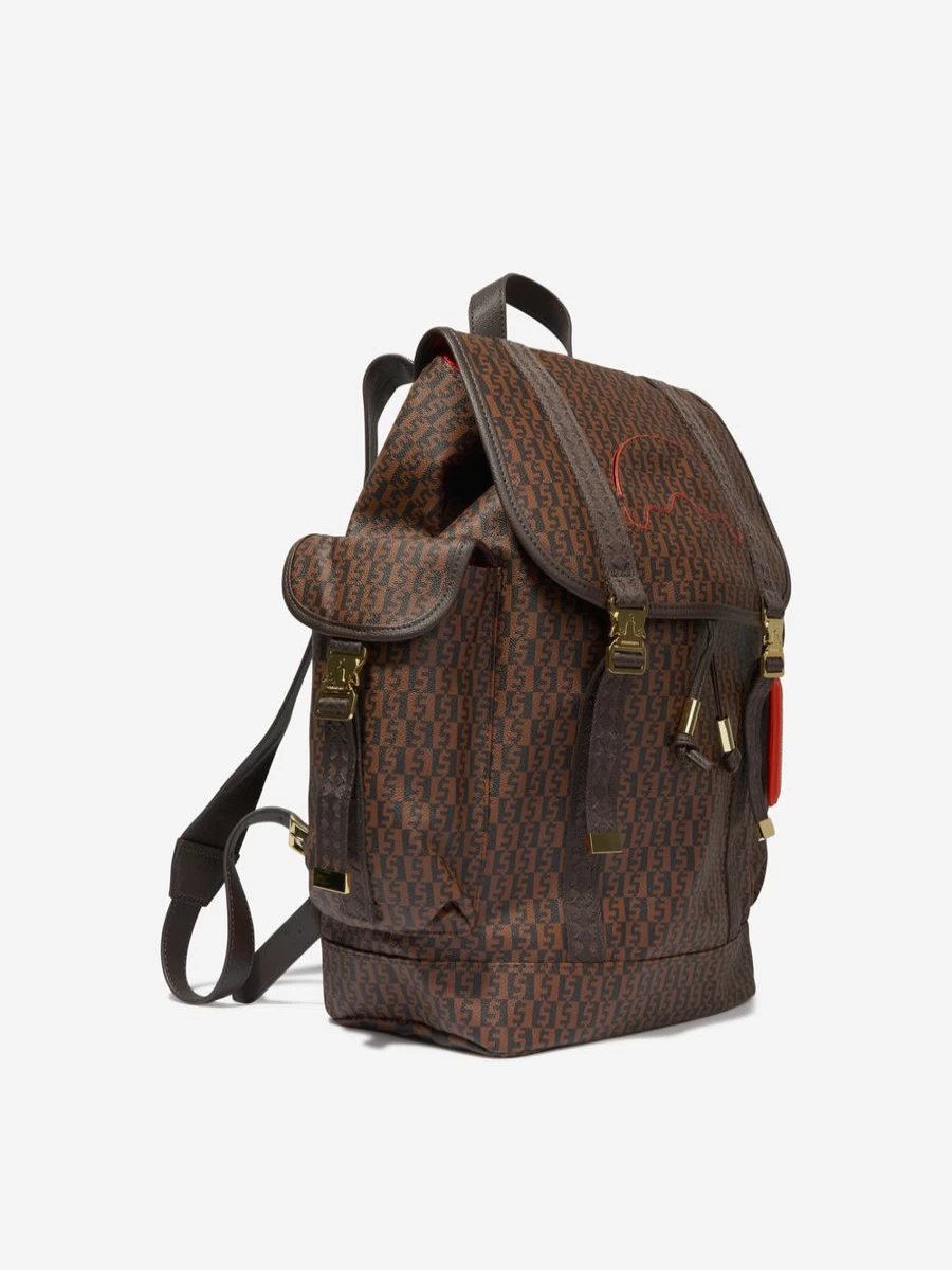Sprayground Boys Money Check Monte Carlo Backpack - Brown School Bag for Kids