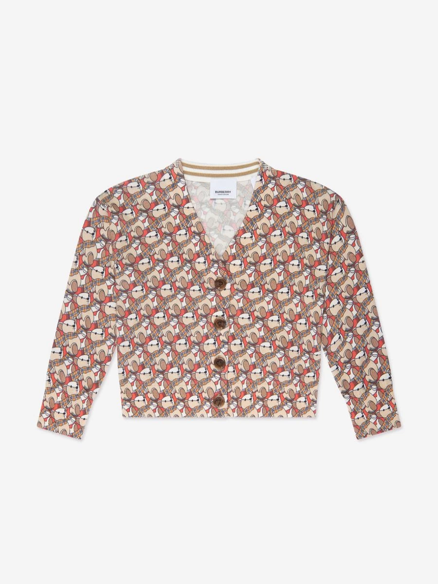 Burberry Kids Girls Nicolette Beige Cardigan with Bear Design