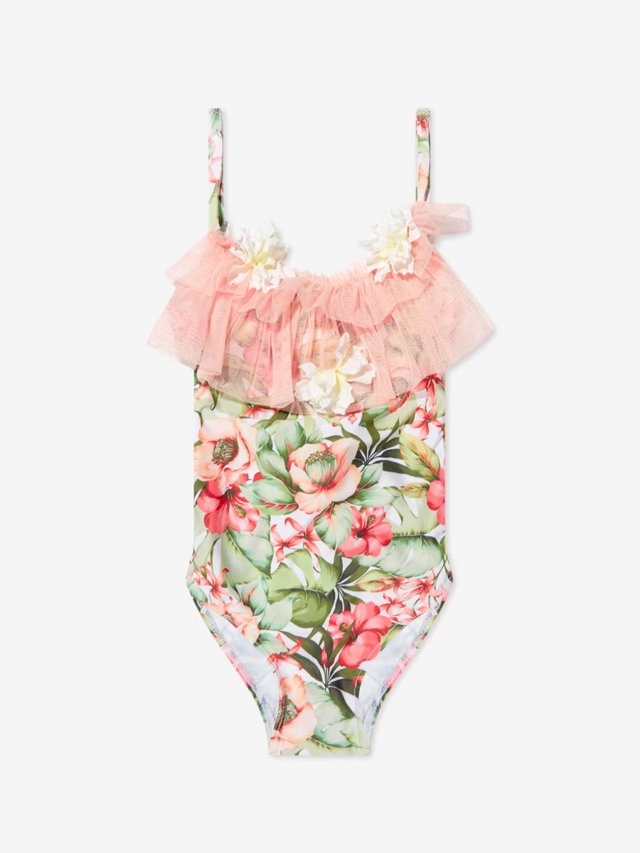 "Selini Action Girls Floral Print Multicolor Swimsuit for Kids"