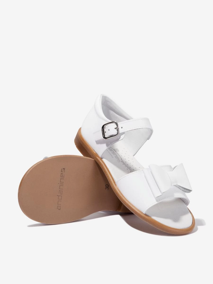 Andanines Baby Girls White Patent Leather Bow Sandals - Comfortable & Stylish First Walkers Shoes