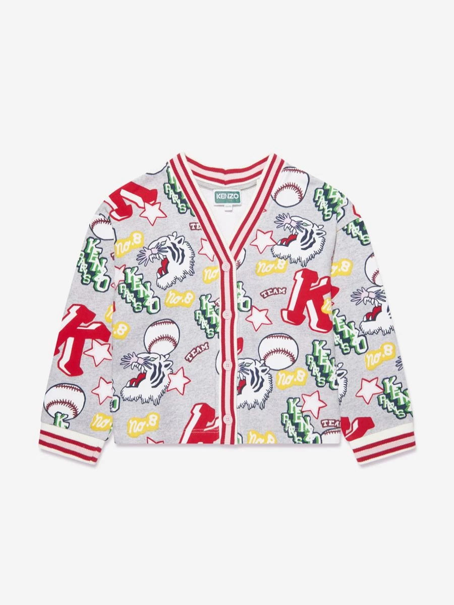 KENZO KIDS Girls Grey Club Cardigan Sweater