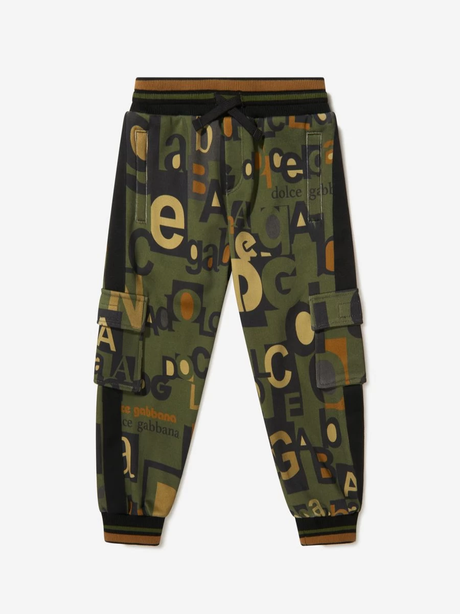 Dolce & Gabbana Kids Boys Military Cotton Trousers with Logo Design