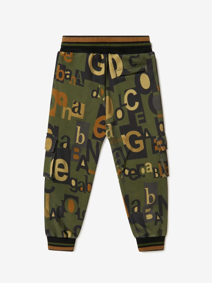 Dolce & Gabbana Kids Boys Military Cotton Trousers with Logo Design