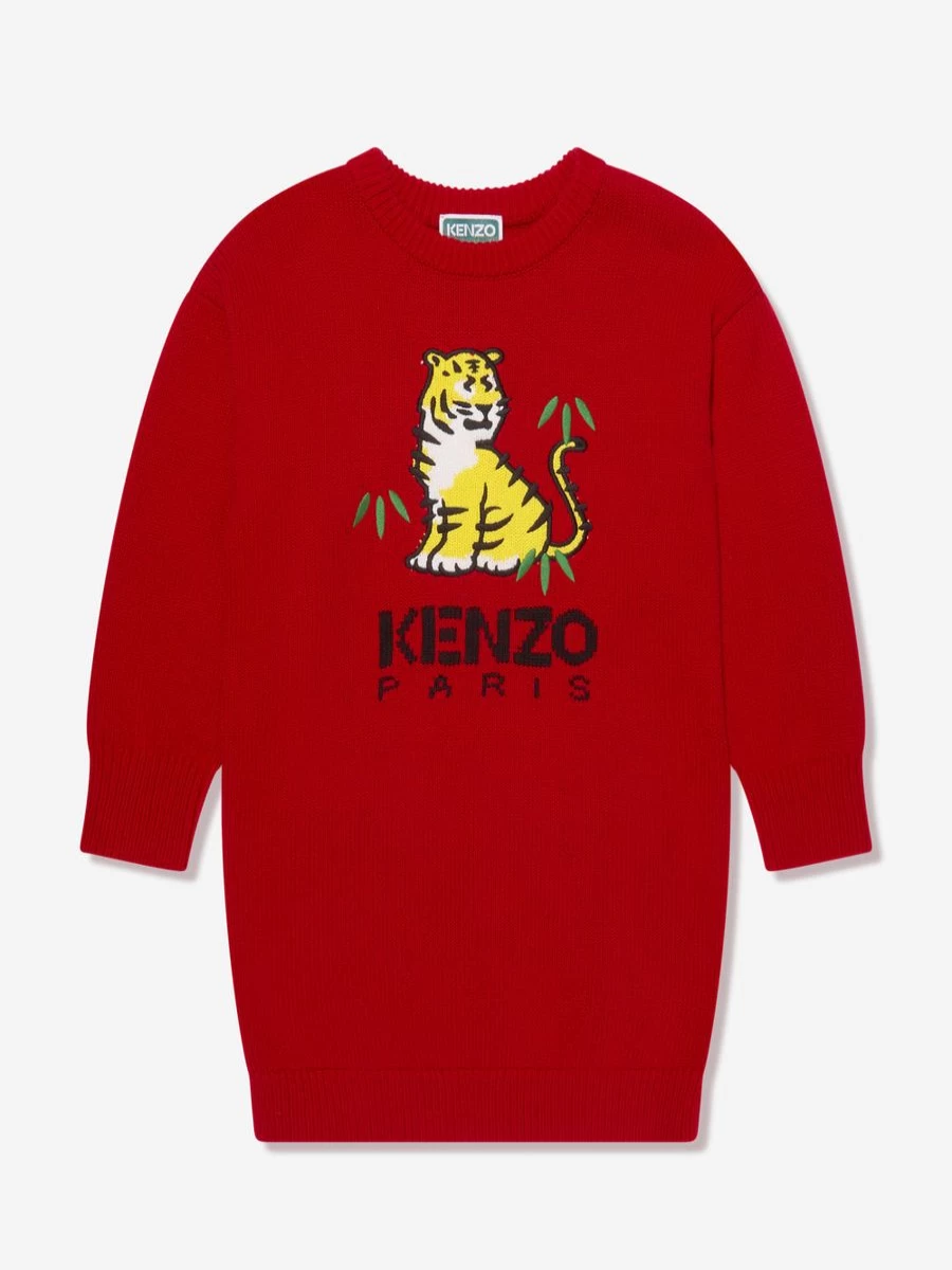 KENZO KIDS Teen Red Knitted Kotora Dress for Girls