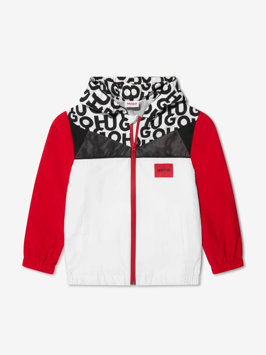 Hugo Boys Red Hooded Windbreaker Jacket | Childsplay Clothing