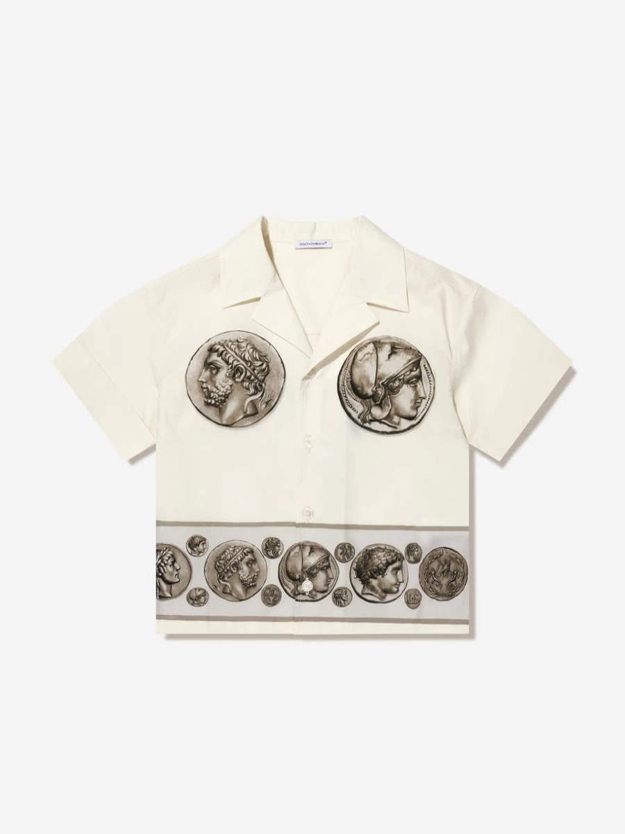 Dolce & Gabbana Kids Boys Ivory Short Sleeve Casual Shirt