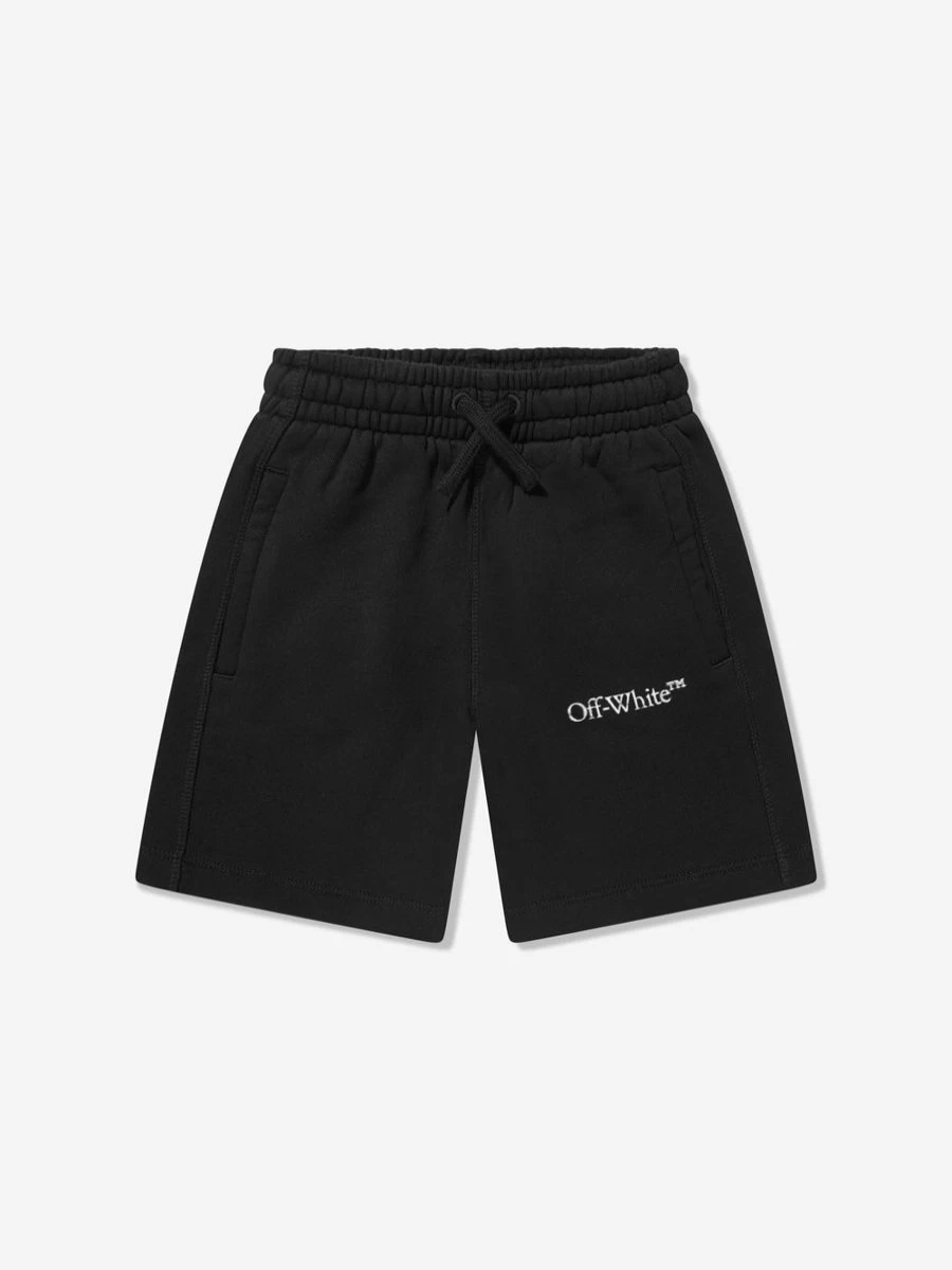 Off-White Black Bookish Bit Logo Sweat Shorts for Teen Boys
