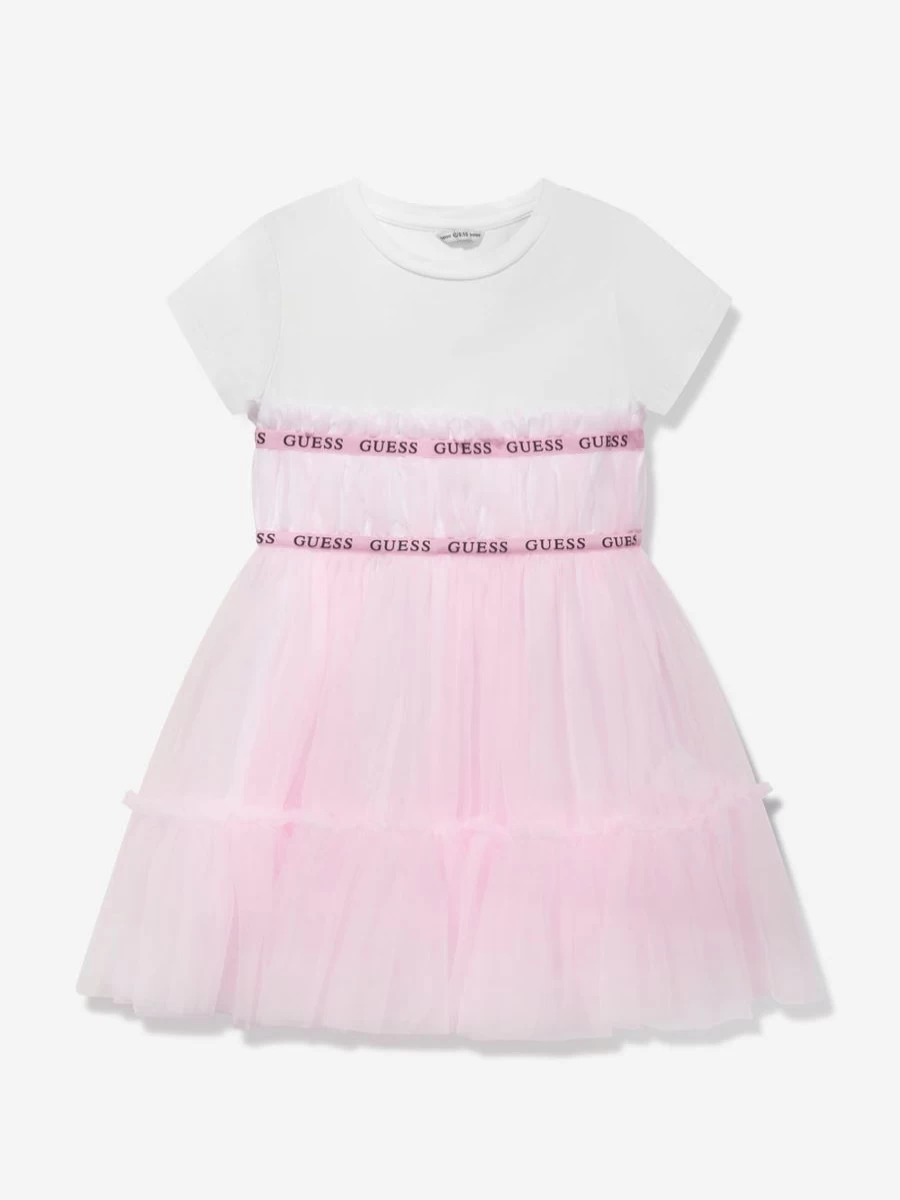 Guess Teen Girls Pink Tulle and Jersey Dress - Elegant & Comfortable