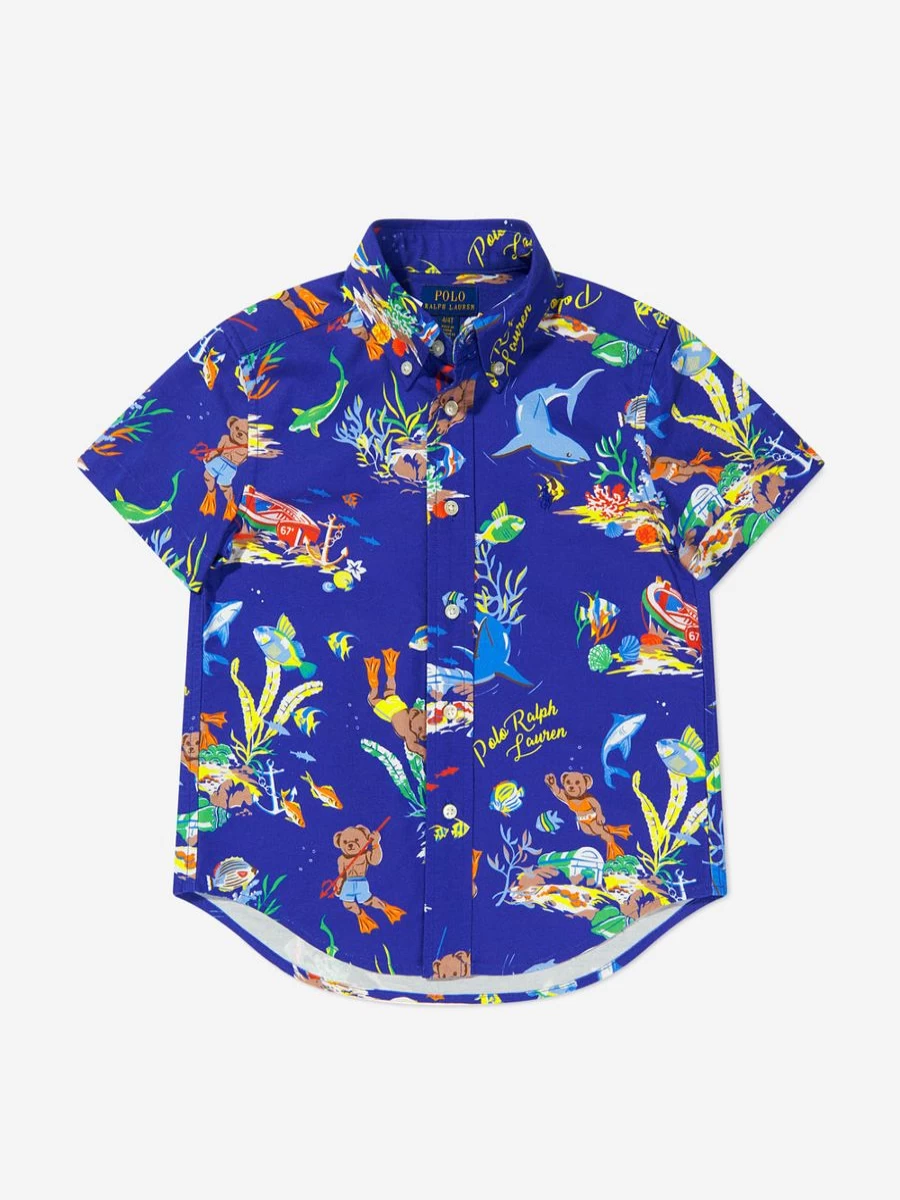 Ralph Lauren Kids Teen Boys Blue Short Sleeve Casual Shirt