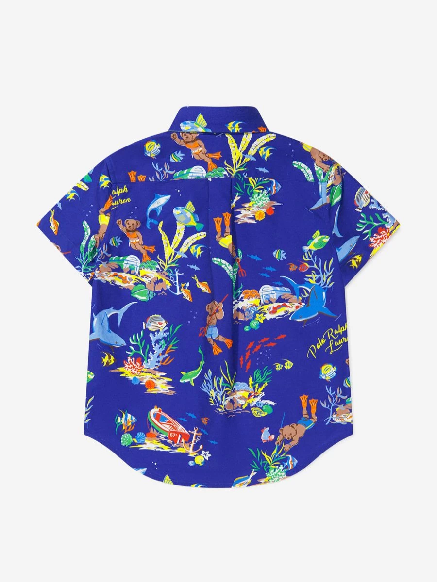 Ralph Lauren Kids Teen Boys Blue Short Sleeve Casual Shirt