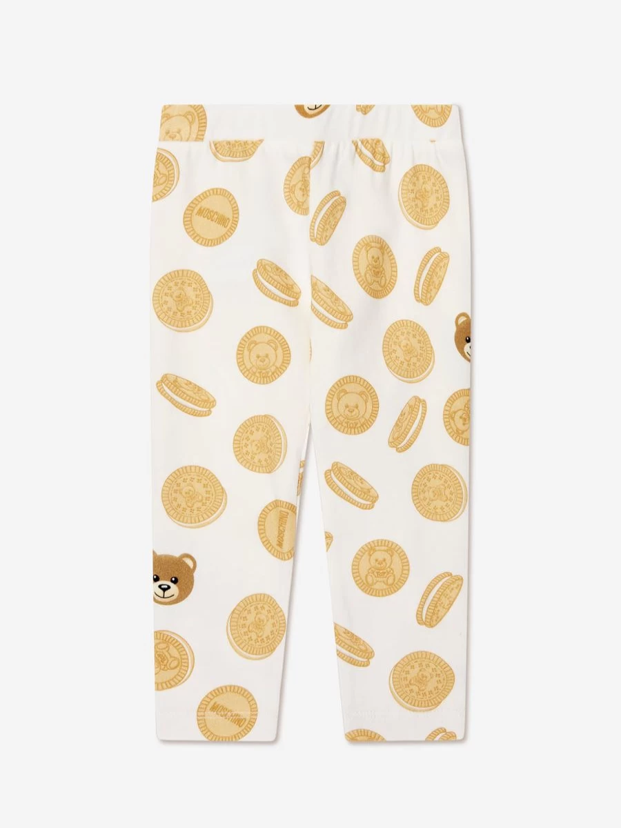 Moschino Kids Ivory Cookie Print Leggings for Baby Girls