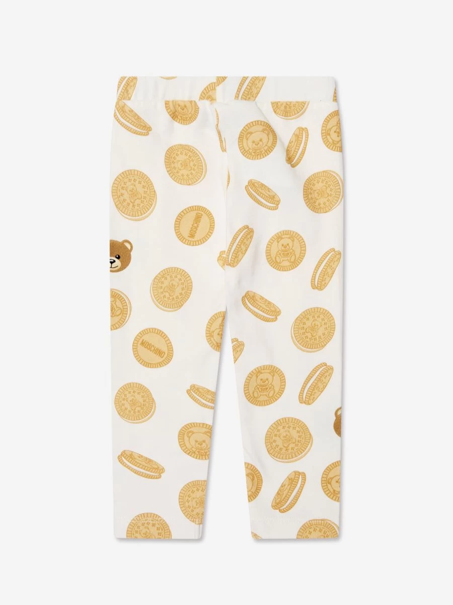 Moschino Kids Ivory Cookie Print Leggings for Baby Girls