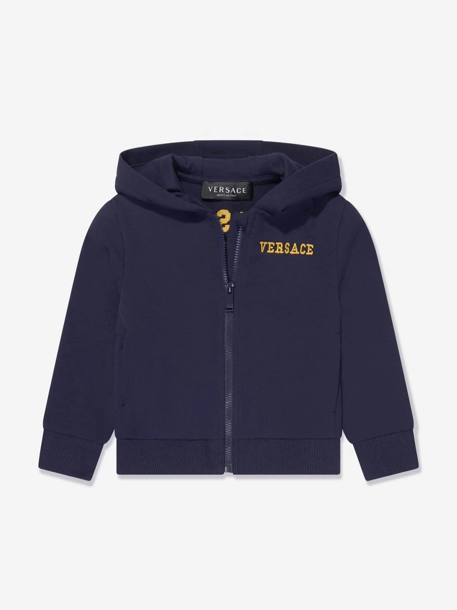 Versace Baby Boys Navy Logo Zip-Up Hoodie