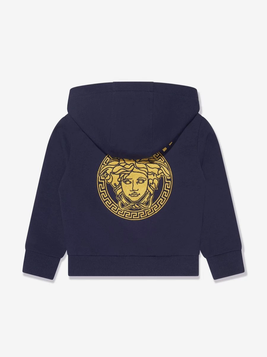 Versace Baby Boys Navy Logo Zip-Up Hoodie