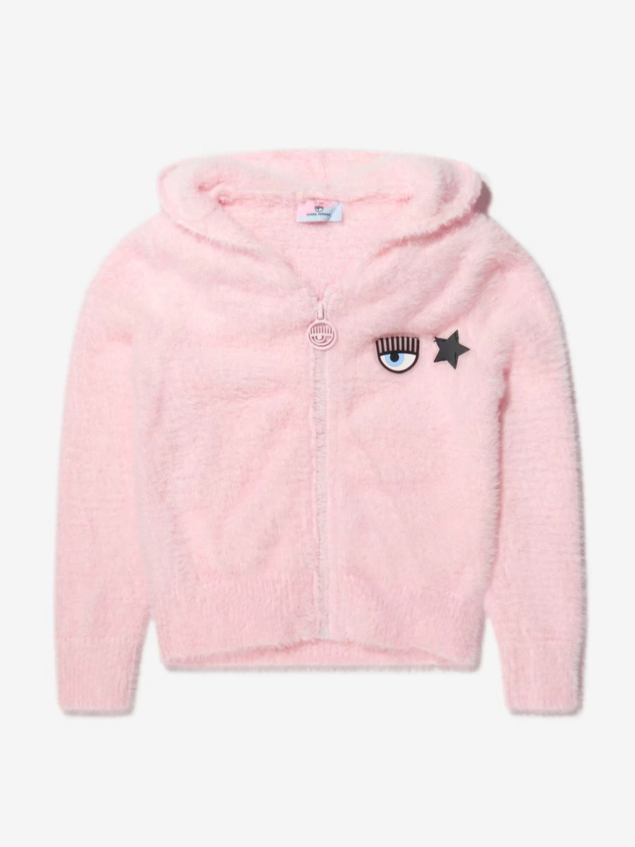 Chiara Ferragni Girls Fluffy Hoodie with Ears - Cute Zip Up Jacket for Kids