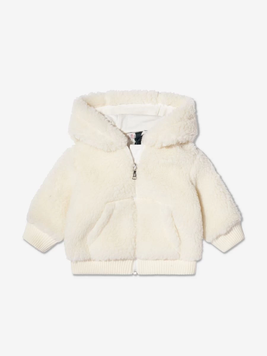 Moncler Enfant Baby Boys Ivory Fluffy Zip-Up Hooded Jacket