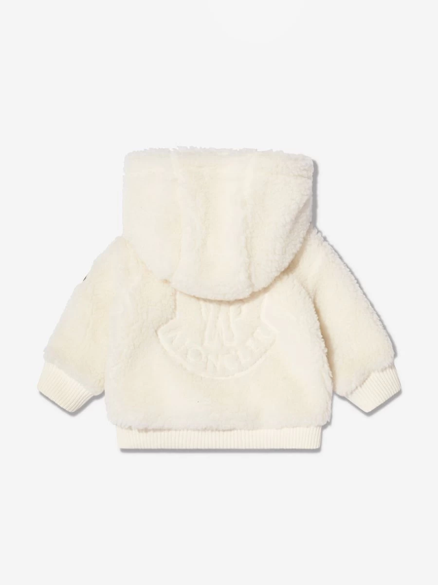 Moncler Enfant Baby Boys Ivory Fluffy Zip-Up Hooded Jacket