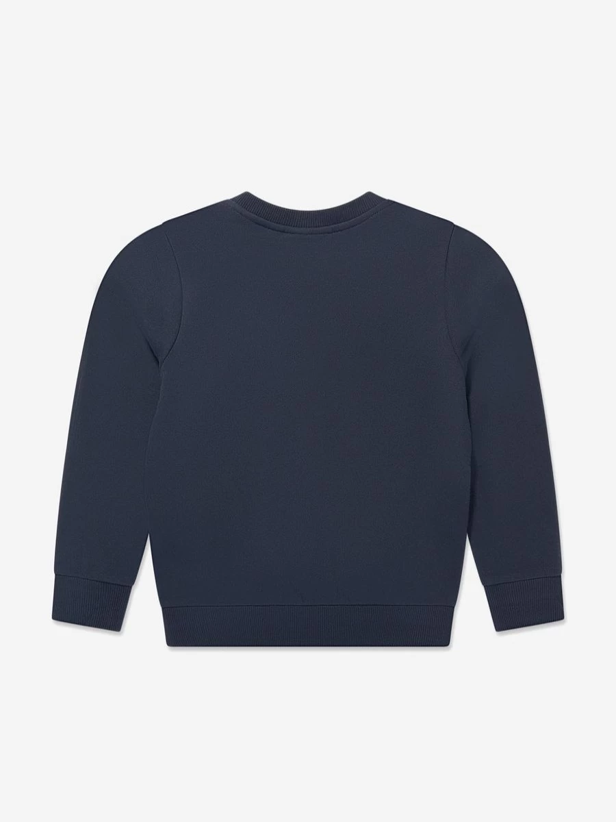 Timberland Boys Navy Logo Print Sweatshirt - Comfortable Casual Pullover for Kids