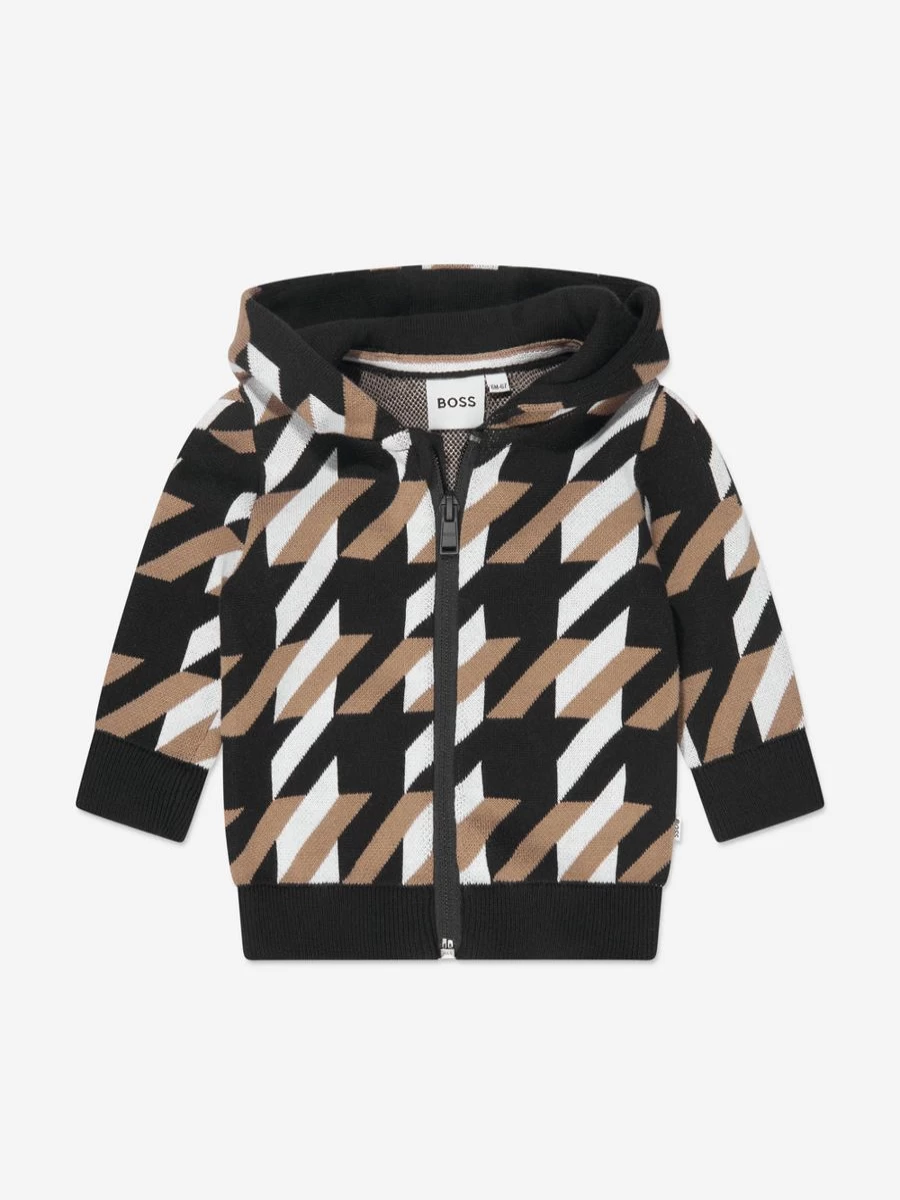 BOSS Baby Boys Black Monogram Zip-Up Hoodie