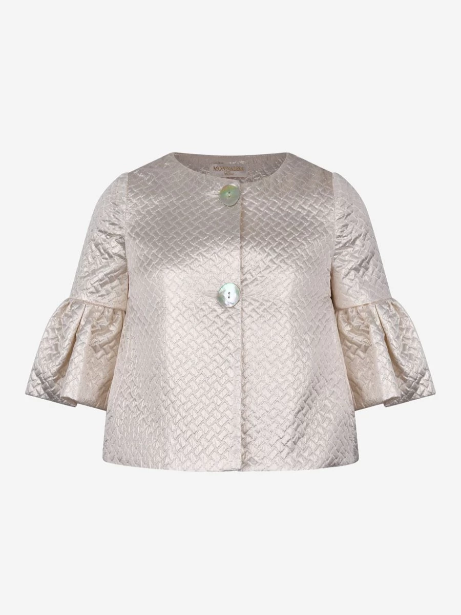 Monnalisa Girls Metallic Quilted Jacket - Stylish Shiny Outerwear for Kids