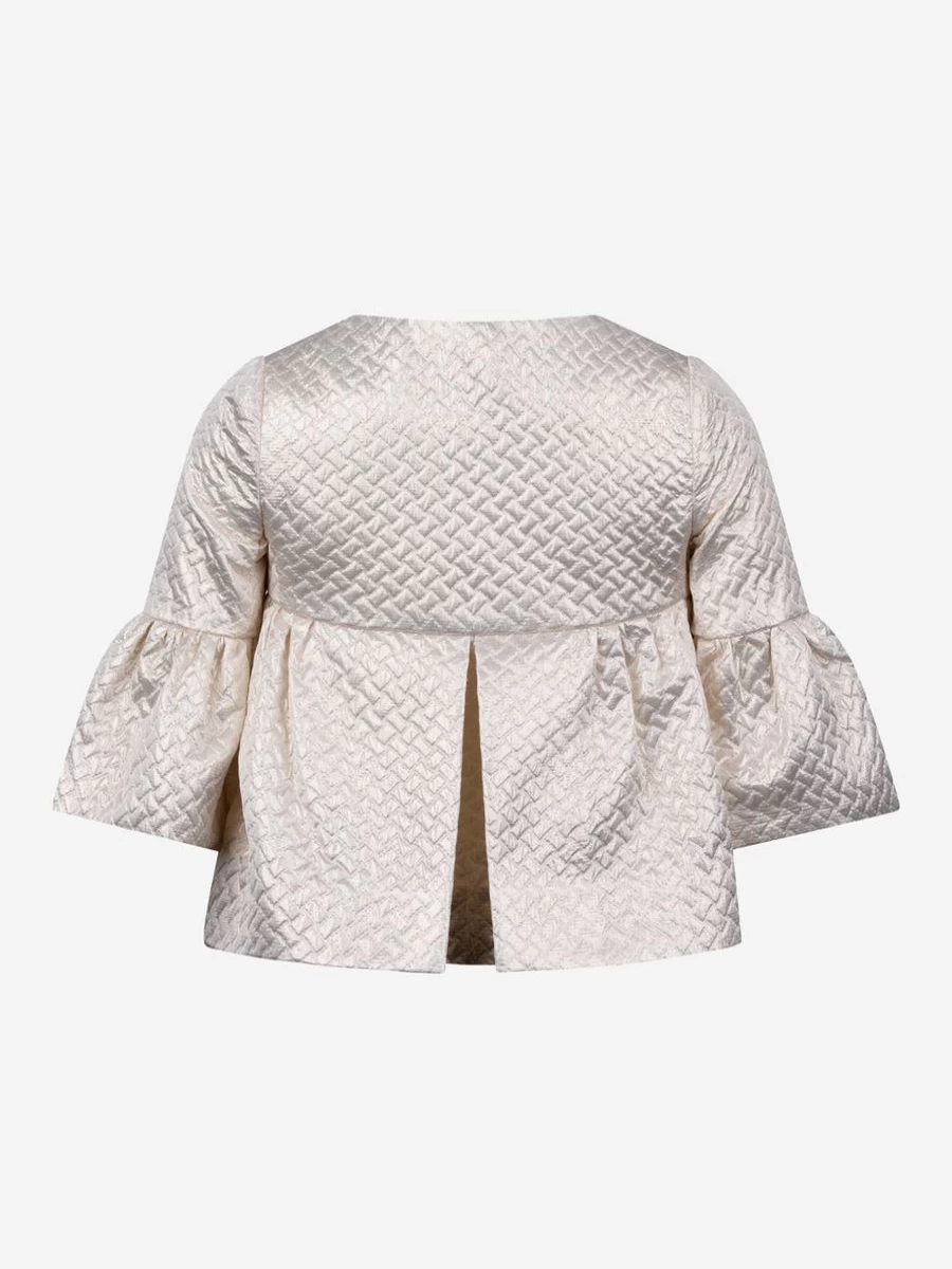 Monnalisa Girls Metallic Quilted Jacket - Stylish Shiny Outerwear for Kids