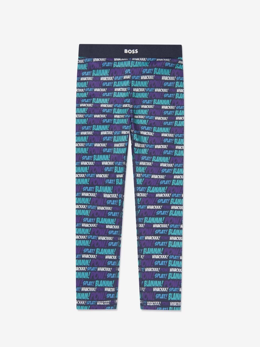 BOSS Girls Navy Pop Art Comic Print Leggings for Teens