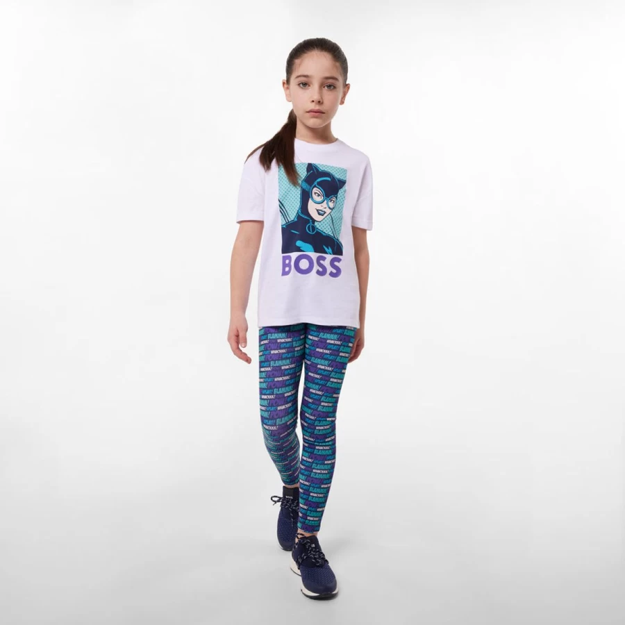 BOSS Girls Navy Pop Art Comic Print Leggings for Teens