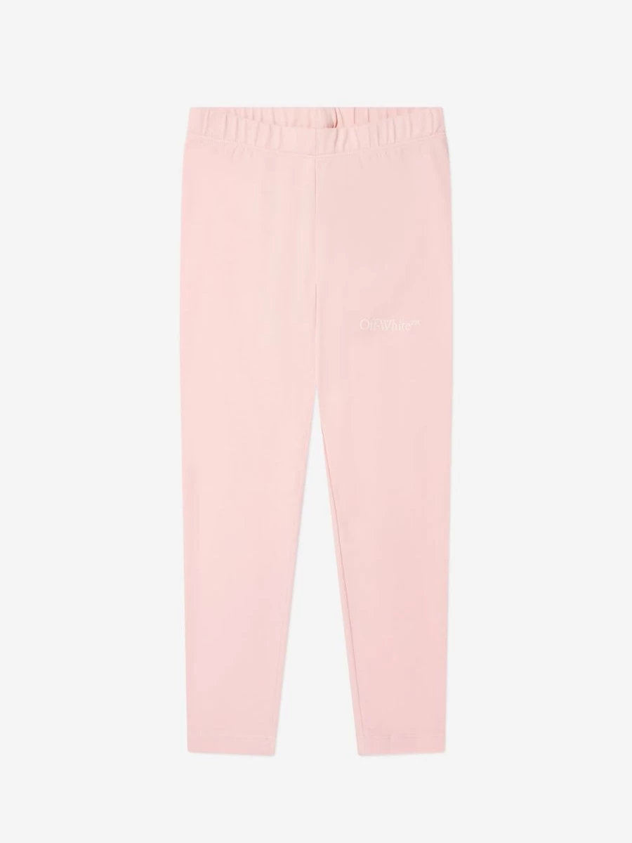 Off-White Girls Bookish Print Pink Leggings - Trendy Graphic Design Diag Fit