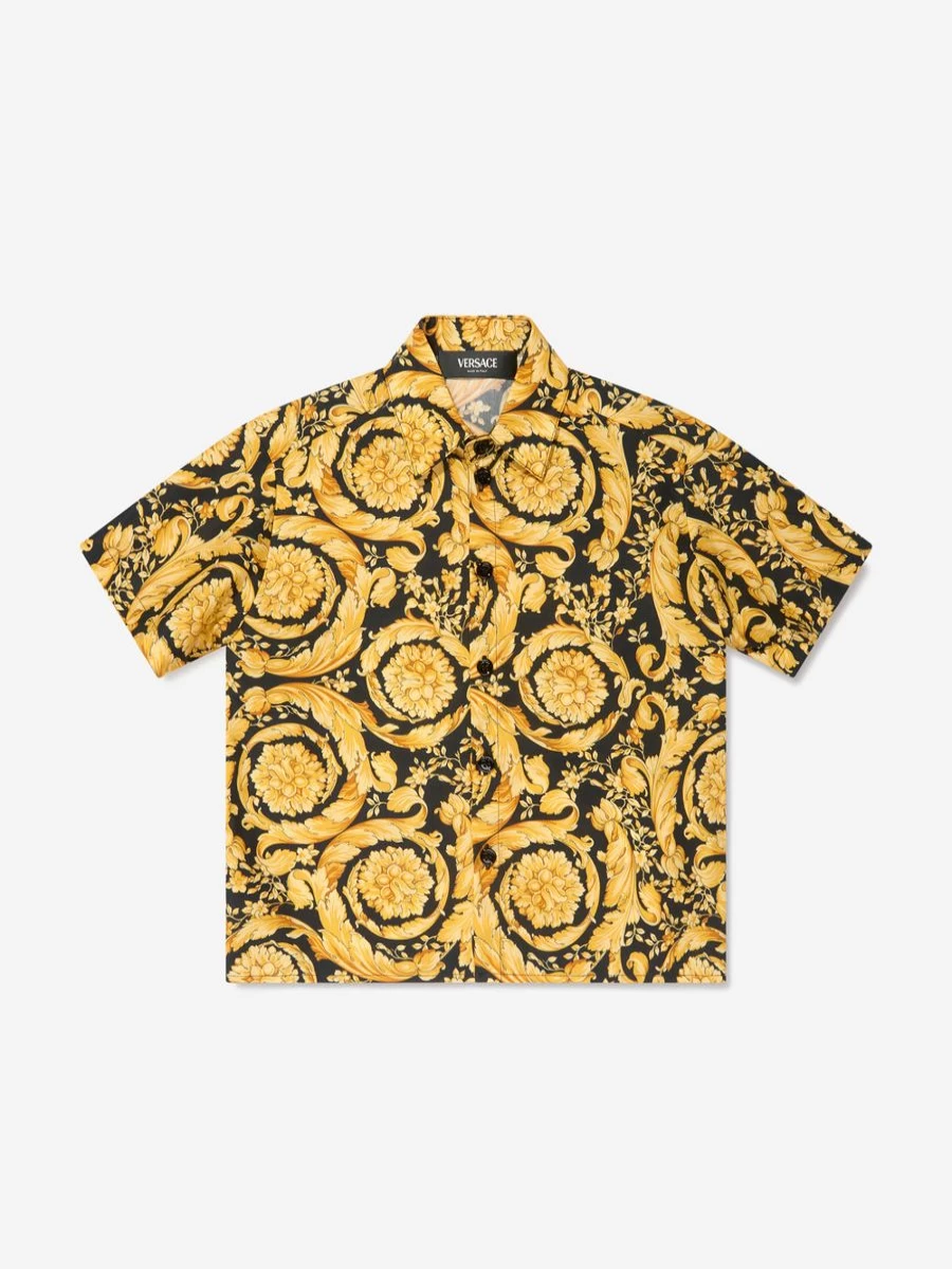 Versace Boys Gold Barocco Print Shirt | Luxury Designer Button-Up Top