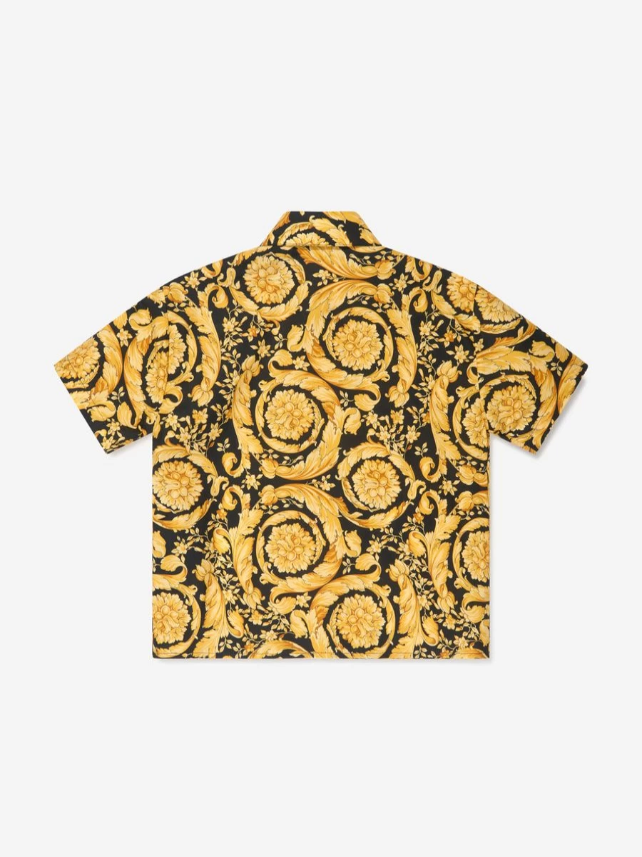 Versace Boys Gold Barocco Print Shirt | Luxury Designer Button-Up Top