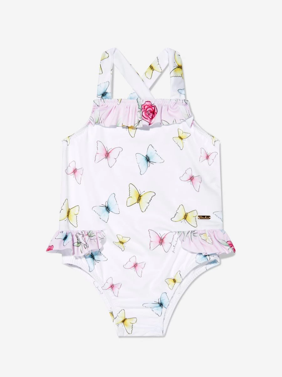 Patachou Baby Girls White Butterflies Swimsuit for Toddlers
